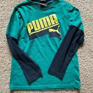 Boys Puma Green and Yellow Long Sleeve Tshirt